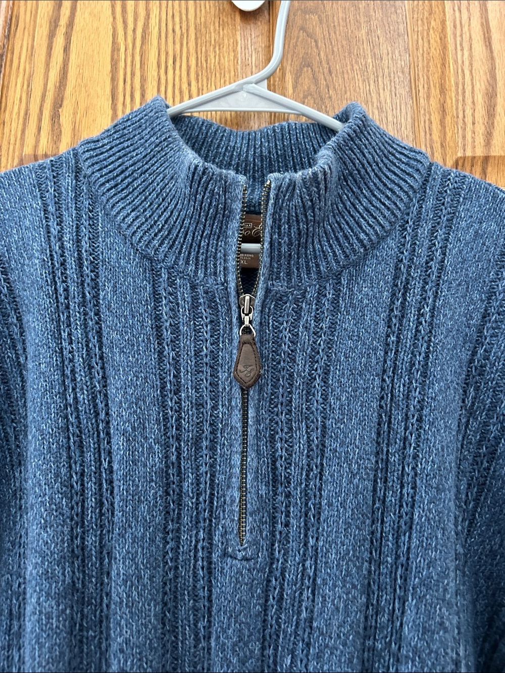 Tasso Elba Men's Blue Ribbed Half-Zip Sweater image 2